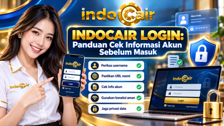 INDOCAIR LOGIN dengan panduan cek informasi akun sebelum masuk, termasuk username, URL resmi, koneksi aman, dan privasi data.